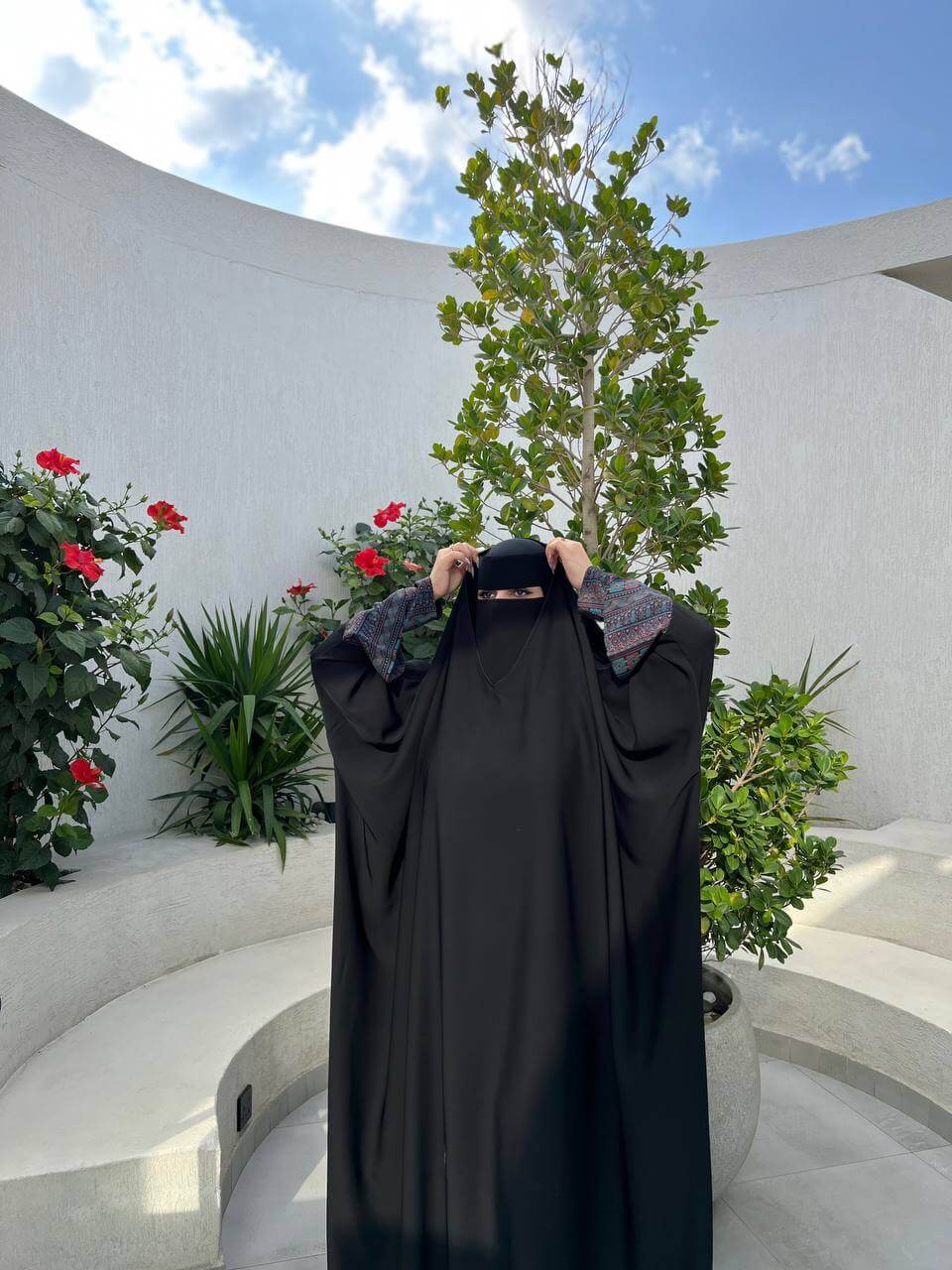 عباية راس سوداء بكم كشميري كبك قماش كوري نواعم
